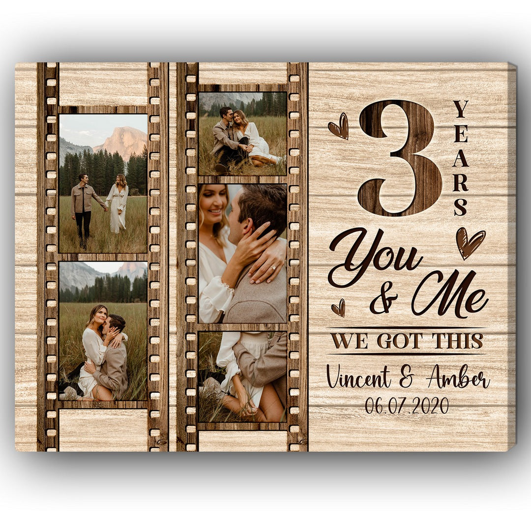 You & Me 3 Years - Personalized 3 Year Anniversary gift for Husband or Wife - Custom Canvas - Elizabeth Fashions