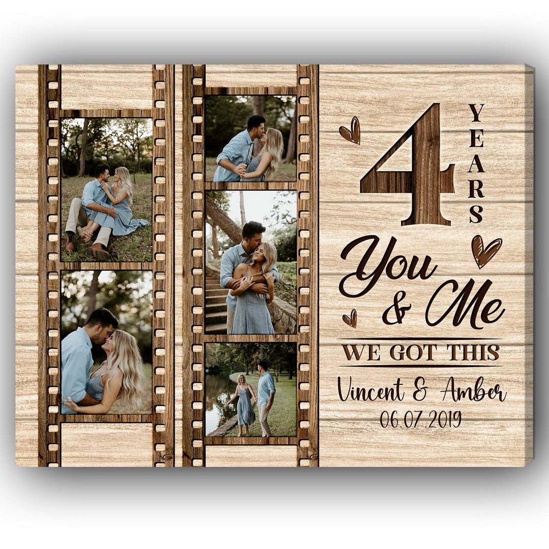 You & Me 4 Years - Personalized 4 Year Anniversary gift for Husband or Wife - Custom Canvas - Elizabeth Fashions