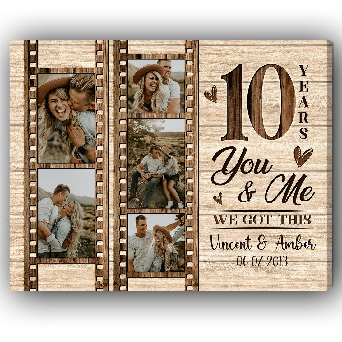 You & Me 10 Years - Personalized 10 Year Anniversary gift for Husband or Wife - Custom Canvas - Elizabeth Fashions