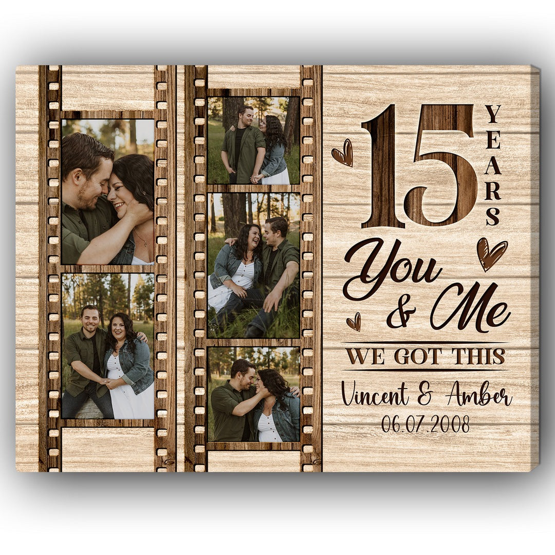 You & Me 15 Years - Personalized 15 Year Anniversary gift for Husband or Wife - Custom Canvas - Elizabeth Fashions