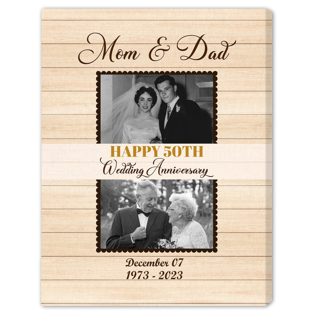 Happy 50th Wedding - Personalized 50 Year Anniversary gift for parents - Custom Canvas - Elizabeth Fashions