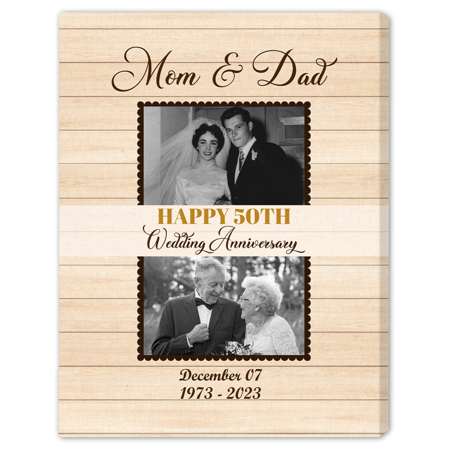 Happy 50th Wedding - Personalized 50 Year Anniversary gift for parents - Custom Canvas - Elizabeth Fashions