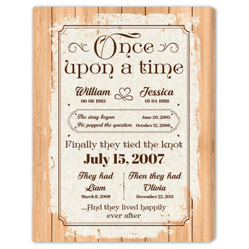 Once Upon A Time - Personalized Anniversary or Valentine's Day gift for Husband or Wife - Custom Canvas - Elizabeth Fashions