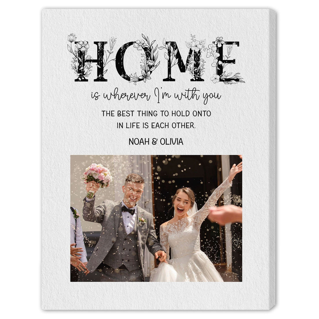 Home Is Wherever I'm WIth You - Personalized Anniversary or Valentine's Day gift for Husband or Wife - Custom Canvas Print - Elizabeth Fashions
