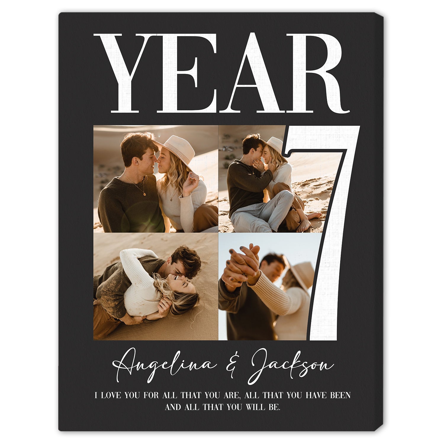 Year 7 - Personalized 7 Year Anniversary gift for Husband or Wife - Custom Canvas Print - Elizabeth Fashions