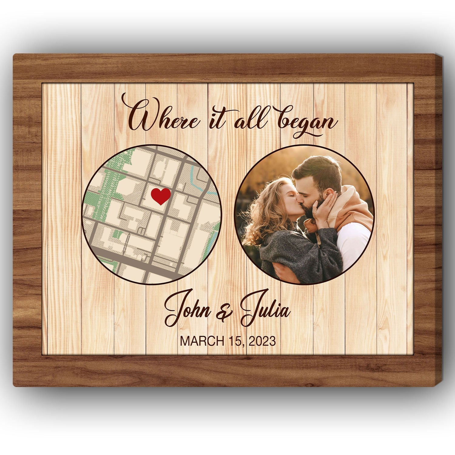 Map of Where We Met Got Engaged and Married - Personalized Anniversary or Valentine's Day gift for Husband or Wife - Custom Canvas Print - Elizabeth Fashions