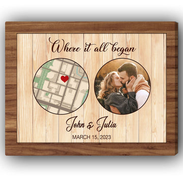 Map of Where We Met Got Engaged and Married - Personalized Anniversary or Valentine's Day gift for Husband or Wife - Custom Canvas Print - Elizabeth Fashions