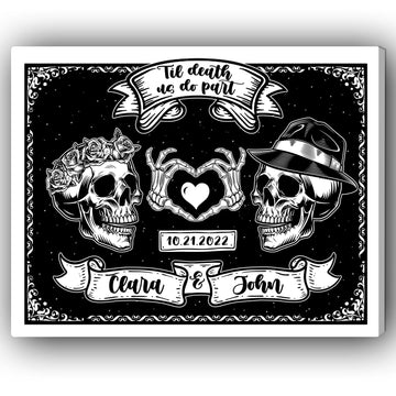 Til Death Us Do Part - Personalized Anniversary or Halloween gift for Boyfriend or Girlfriend - Custom Canvas Print - Elizabeth Fashions