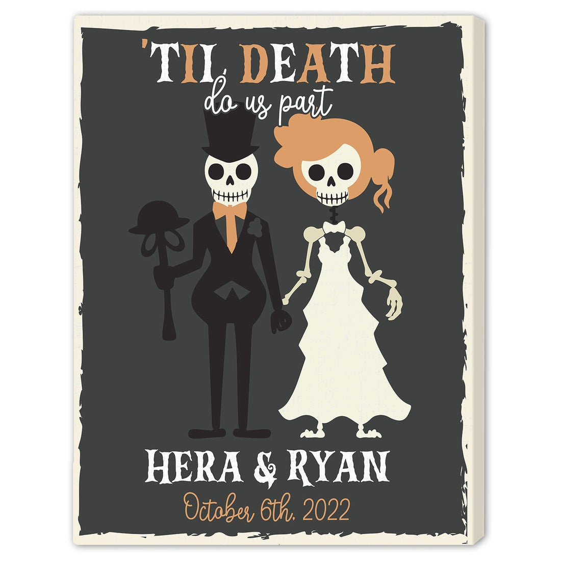 Til Death Do Us Part - Personalized Anniversary or Halloween gift for Boyfriend or Girlfriend - Custom Canvas Print - Elizabeth Fashions