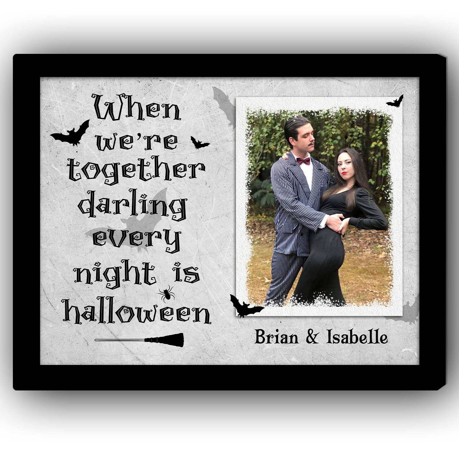 Every Night Is Halloween - Personalized Anniversary or Halloween gift for Boyfriend or Girlfriend - Custom Canvas Print - Elizabeth Fashions