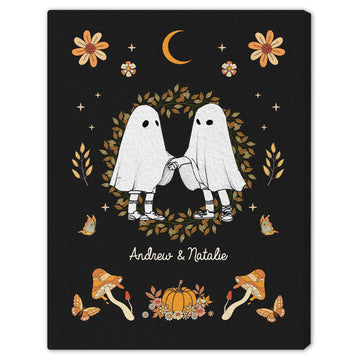 Ghost Couple Gothic - Personalized Anniversary or Halloween gift for Boyfriend or Girlfriend - Custom Canvas Print - Elizabeth Fashions