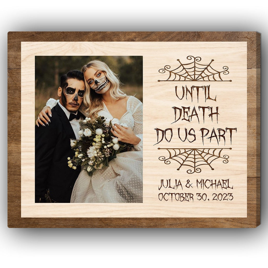 Until Death Do Us Apart - Personalized Anniversary or Halloween gift for Him or Her - Custom Canvas Print - Elizabeth Fashions