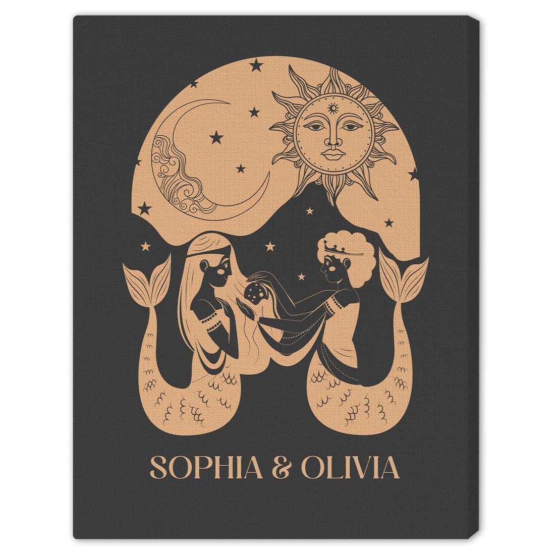 Sapphic Seas - Personalized Anniversary or Valentine's Day gift for Lesbian Couple - Custom Canvas Print - Elizabeth Fashions