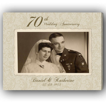 70th Wedding Anniversary - Personalized 70 Year Anniversary gift for Husband, Wife or Parents - Custom Canvas Print - Elizabeth Fashions
