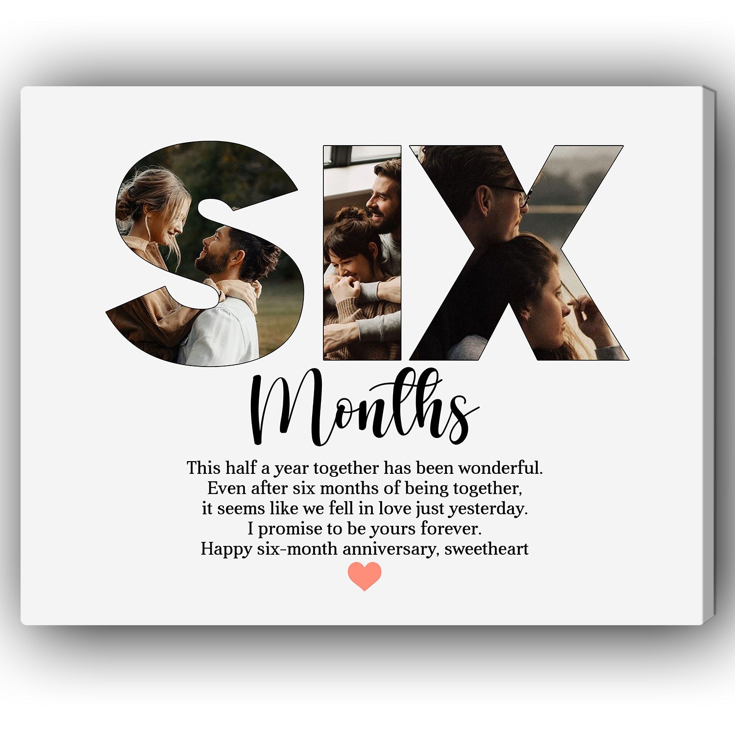 Six Months - Personalized 6 Month Anniversary gift for Boyfriend or Girlfriend - Custom Canvas Print - Elizabeth Fashions