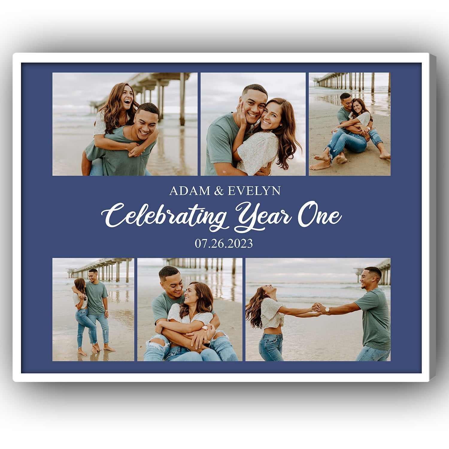 Celebrating Year One - Personalized 1 Year Anniversary gift For Husband or Wife - Custom Canvas Print - Elizabeth Fashions