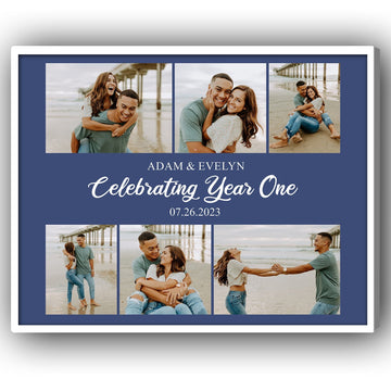 Celebrating Year One - Personalized 1 Year Anniversary gift For Husband or Wife - Custom Canvas Print - Elizabeth Fashions
