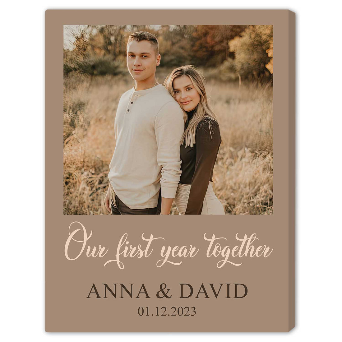 Our First Year Together - Personalized 1 Year Anniversary gift For Him or Her - Custom Canvas Print - Elizabeth Fashions