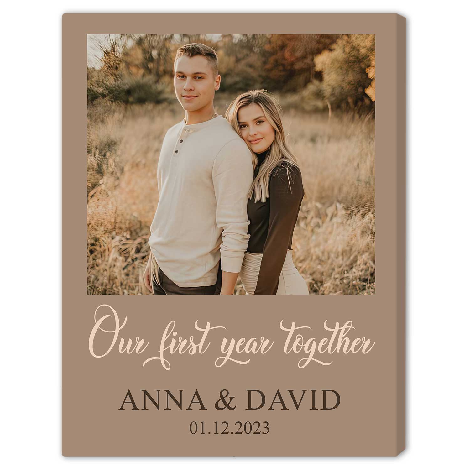 Our First Year Together - Personalized 1 Year Anniversary gift For Him or Her - Custom Canvas Print - Elizabeth Fashions