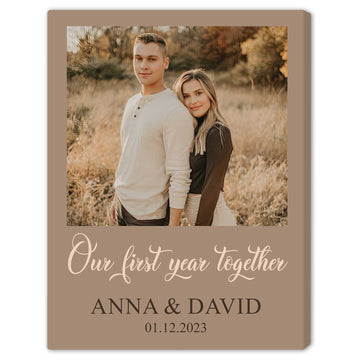 Our First Year Together - Personalized 1 Year Anniversary gift For Him or Her - Custom Canvas Print - Elizabeth Fashions