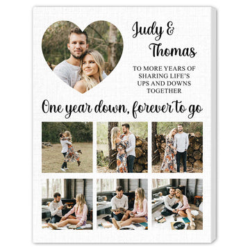 One Year Photo Collage - Personalized 1 Year Anniversary gift For Husband or Wife - Custom Canvas Print - Elizabeth Fashions