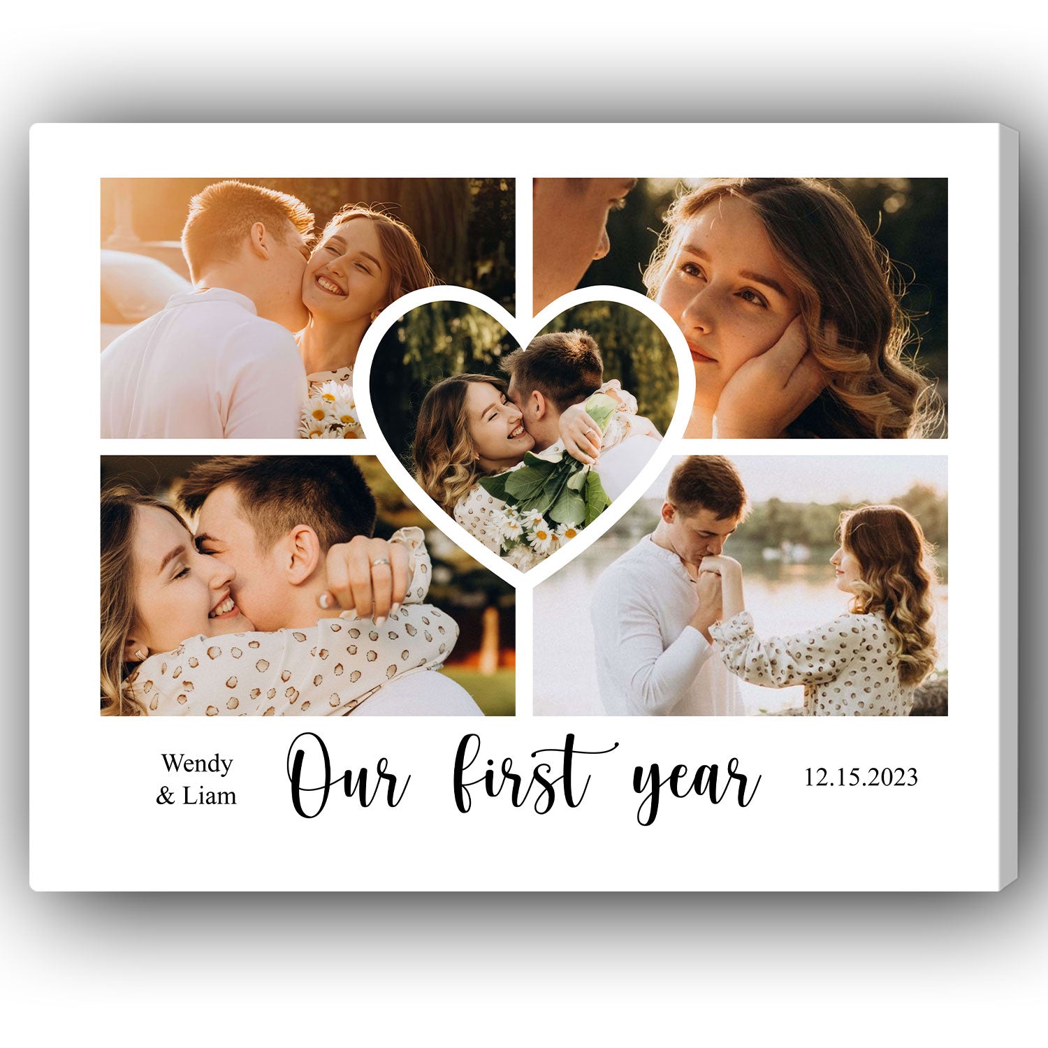 Our First Year - Personalized 1 Year Anniversary gift For Husband or Wife - Custom Canvas Print - Elizabeth Fashions