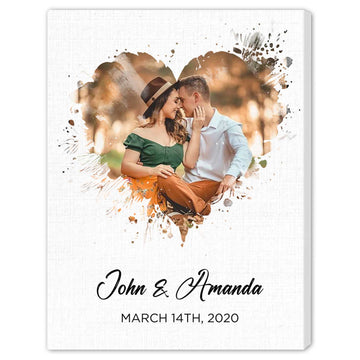 Heart - Personalized Anniversary, Valentine's Day or Christmas gift For Him or Her - Custom Canvas Print - Elizabeth Fashions