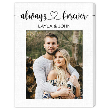 Always Forever - Personalized Anniversary or Valentine's Day gift For Him or Her - Custom Canvas Print - Elizabeth Fashions