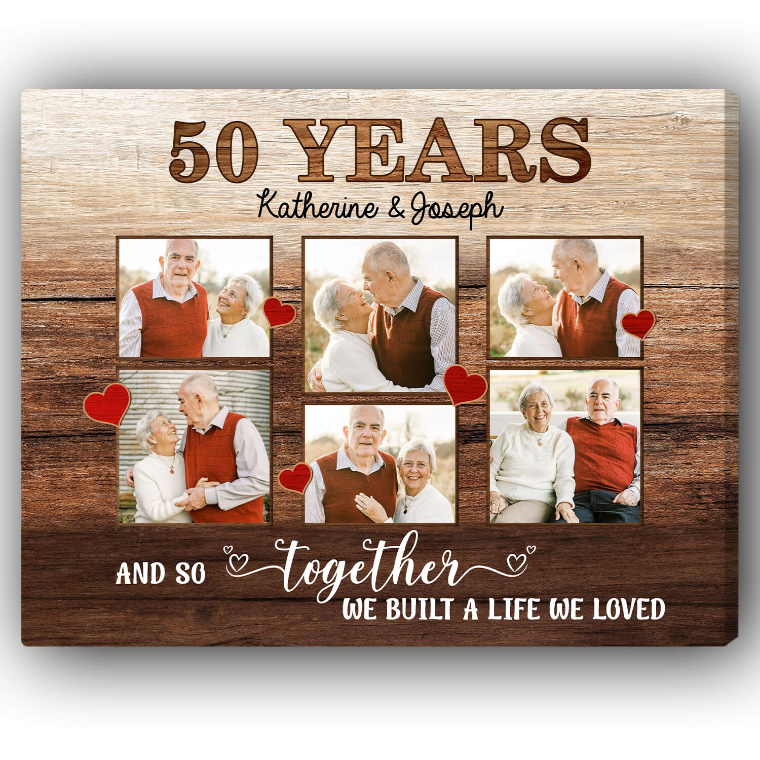 50 Years - Personalized 50 Year Anniversary gift For Husband or Wife - Custom Canvas Print - Elizabeth Fashions