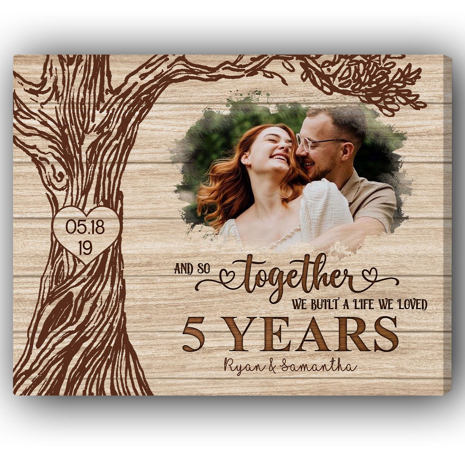5 Years - Personalized 5 Year Anniversary gift For Husband or Wife - Custom Canvas Print - Elizabeth Fashions