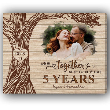 5 Years - Personalized 5 Year Anniversary gift For Husband or Wife - Custom Canvas Print - Elizabeth Fashions