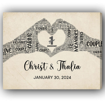 1st Anniversary - Personalized 1 Year Anniversary gift For Husband or Wife - Custom Canvas Print - Elizabeth Fashions