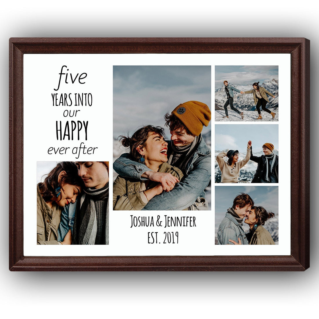 Five Years Into Our Happy Forever - Personalized 5 Year Anniversary gift For Husband or Wife - Custom Canvas Print - Elizabeth Fashions