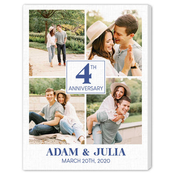 4th Anniversary - Personalized 4 Year Anniversary gift For Him or Her - Custom Canvas Print - Elizabeth Fashions