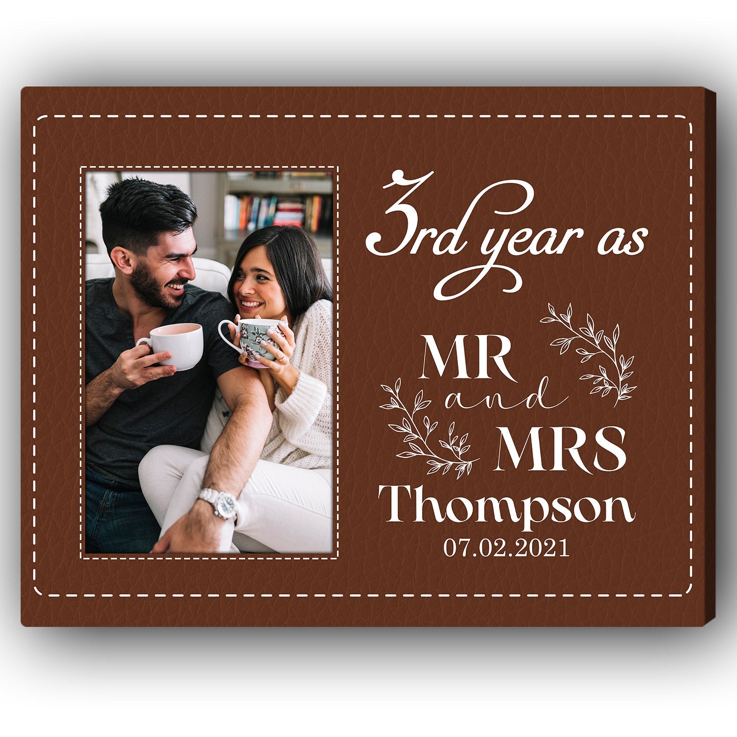 3rd Year As - Personalized 3 Year Anniversary gift For Husband or Wife - Custom Canvas Print - Elizabeth Fashions