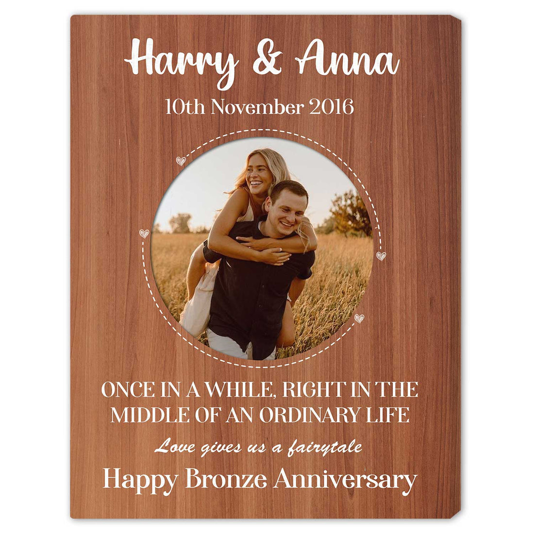 Happy Bronze Anniversary - Personalized 8 Year Anniversary gift For Husband or Wife - Custom Canvas Print - Elizabeth Fashions