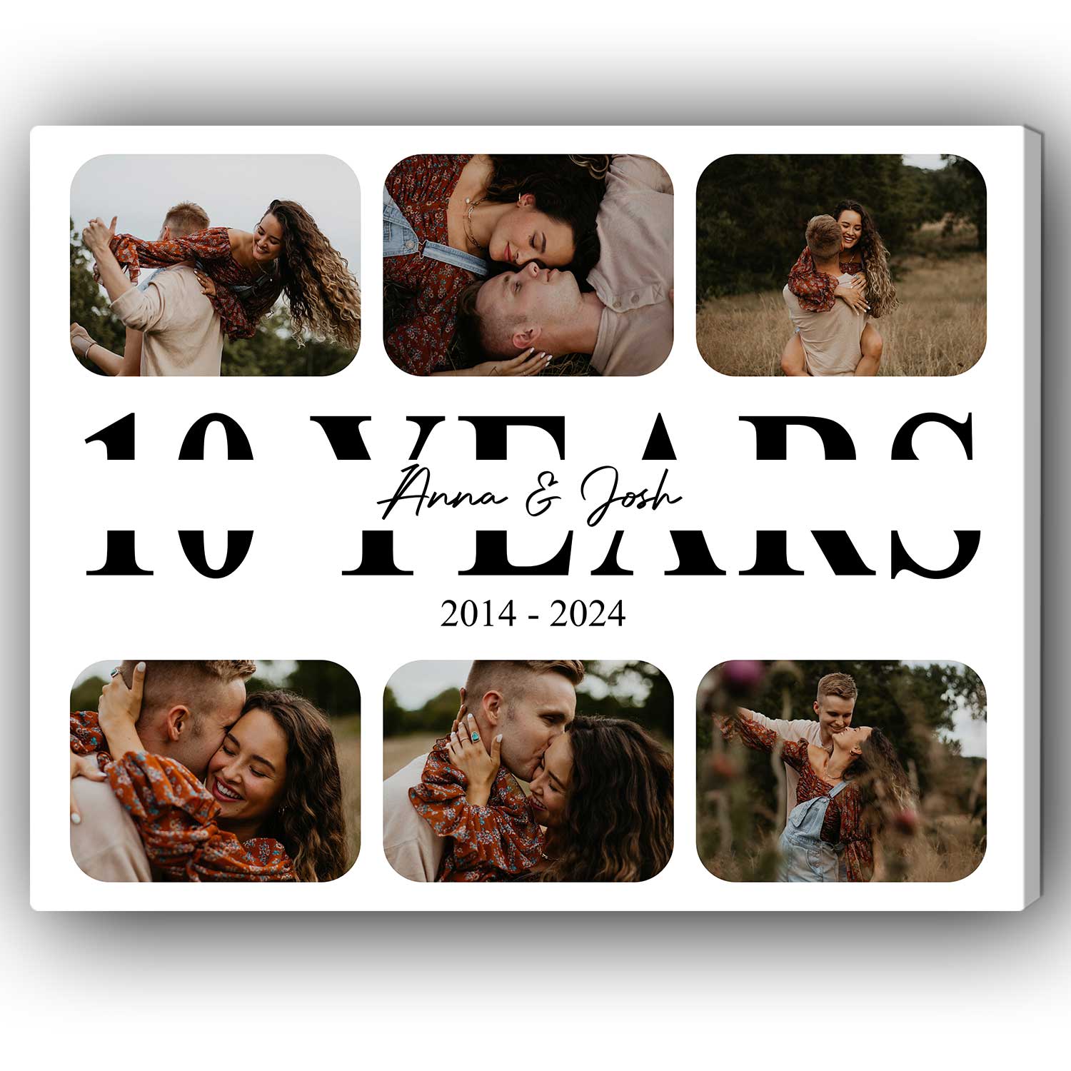 10 Years - Personalized 10 Year Anniversary gift For Husband or Wife - Custom Canvas Print - Elizabeth Fashions
