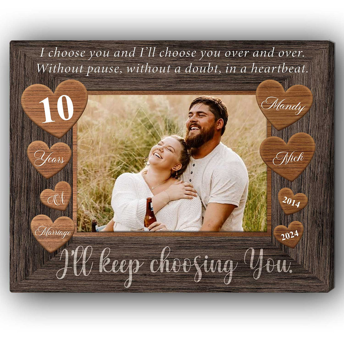 I Choose You - Personalized 10 Year Anniversary gift For Husband or Wife - Custom Canvas Print - Elizabeth Fashions