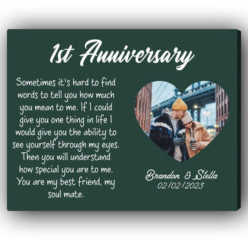 1st Anniversary - Personalized 1 Year Anniversary gift For Husband or Wife - Custom Canvas Print - Elizabeth Fashions