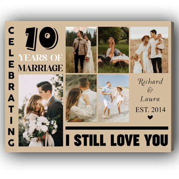 10 Years Of Marriage - Personalized 10 Year Anniversary gift For Husband or Wife - Custom Canvas Print - Elizabeth Fashions