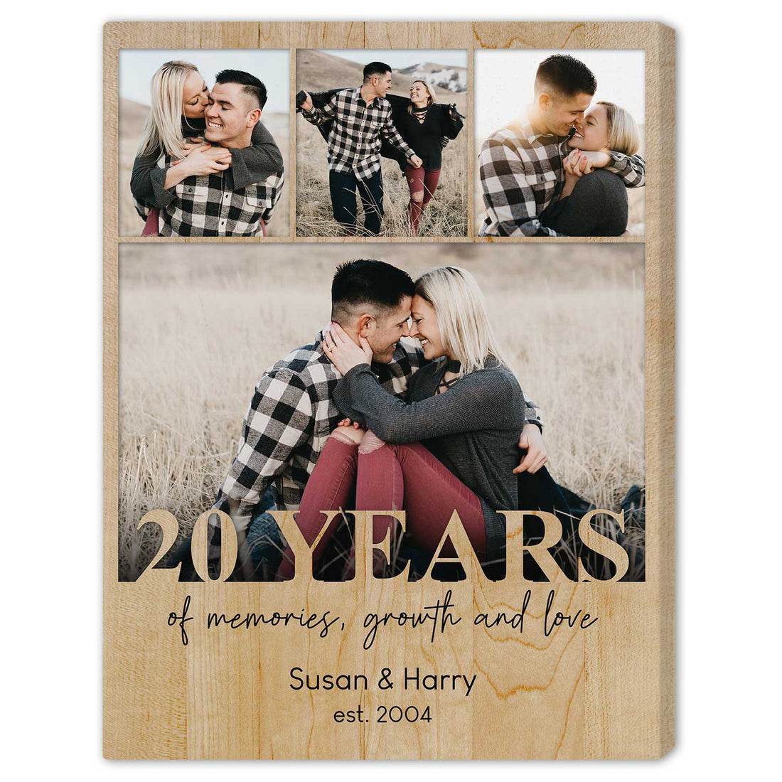 20 Years Of Memories, Growth And Love - Personalized 20 Year Anniversary gift For Husband or Wife - Custom Canvas Print - Elizabeth Fashions
