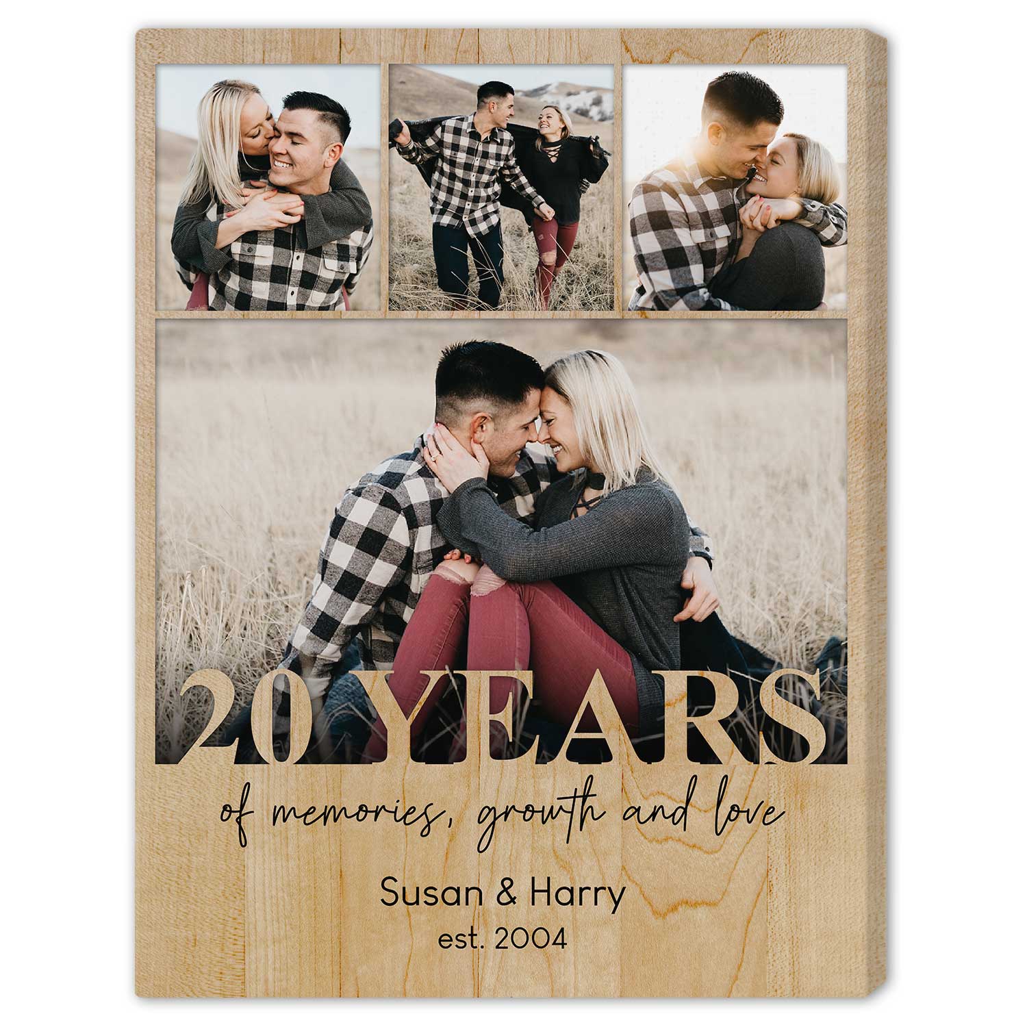 20 Years Of Memories, Growth And Love - Personalized 20 Year Anniversary gift For Husband or Wife - Custom Canvas Print - Elizabeth Fashions