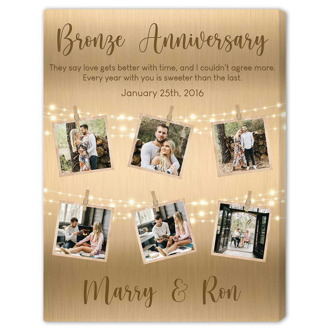 Bronze Anniversary - Personalized 8 Year Anniversary gift For Husband or Wife - Custom Canvas Print - Elizabeth Fashions