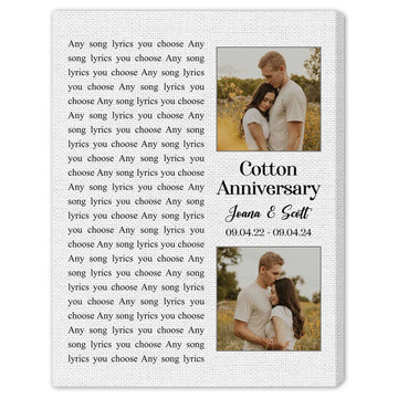 Cotton Anniversary - Personalized 2 Year Anniversary gift For Husband or Wife - Custom Canvas Print - Elizabeth Fashions