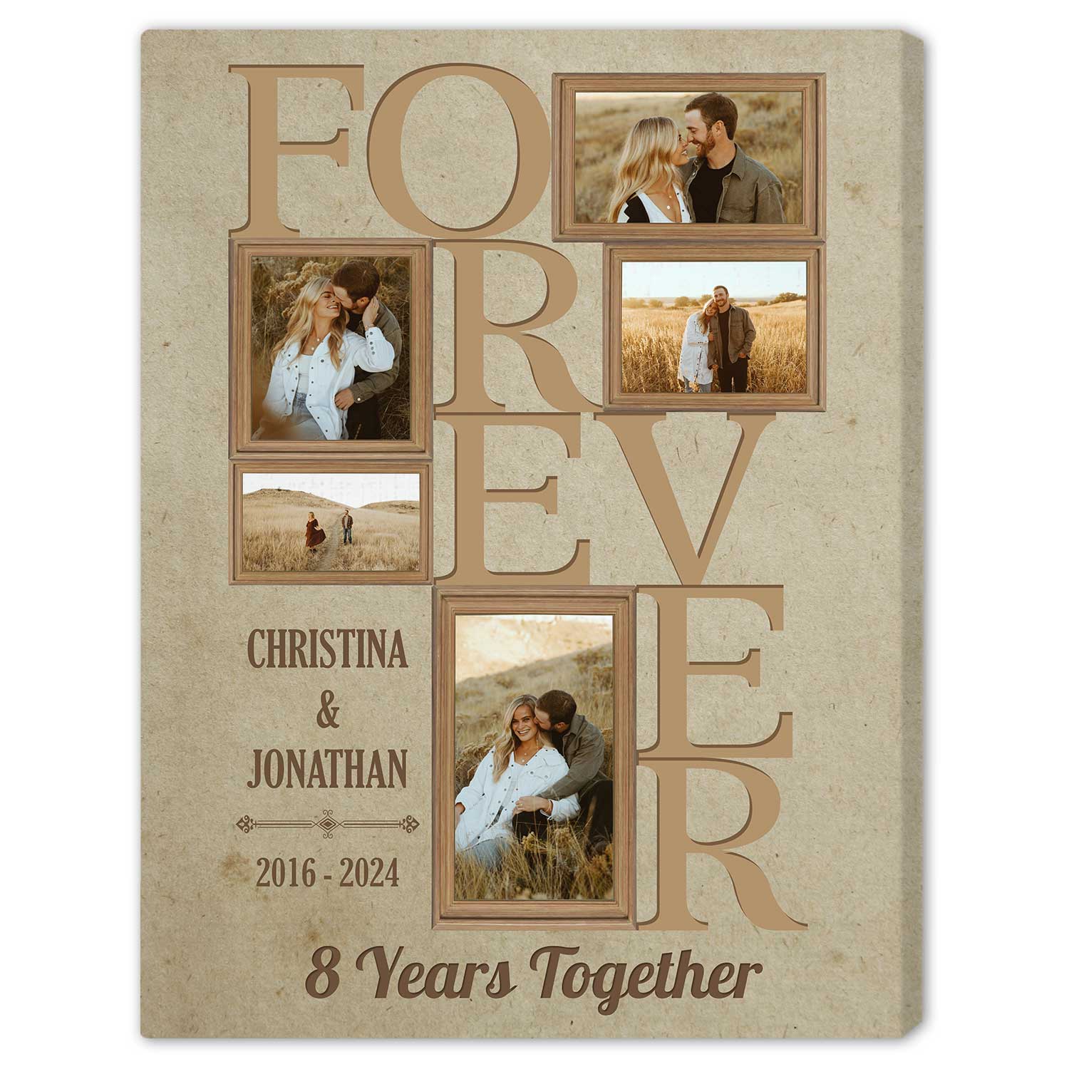 Forever - Personalized 8 Year Anniversary gift For Husband or Wife - Custom Canvas Print - Elizabeth Fashions