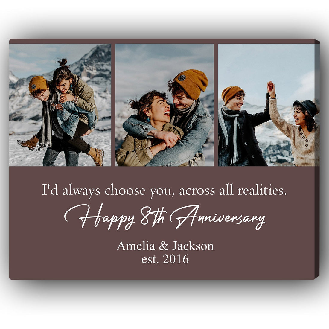 I'd Always Choose You - Personalized 8 Year Anniversary gift For Husband or Wife - Custom Canvas Print - Elizabeth Fashions