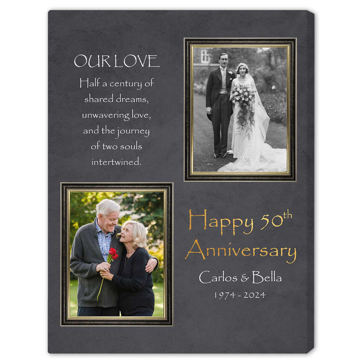 Half A Century Of Shared Dreams - Personalized 50 Year Anniversary gift For Husband or Wife - Custom Canvas Print - Elizabeth Fashions