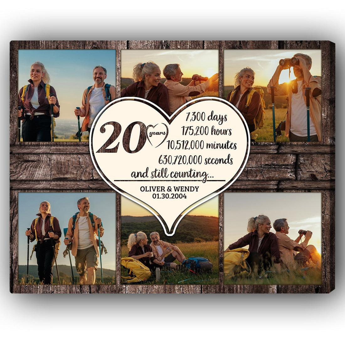 20 Years - Personalized 20 Year Anniversary gift For Husband or Wife - Custom Canvas Print - Elizabeth Fashions