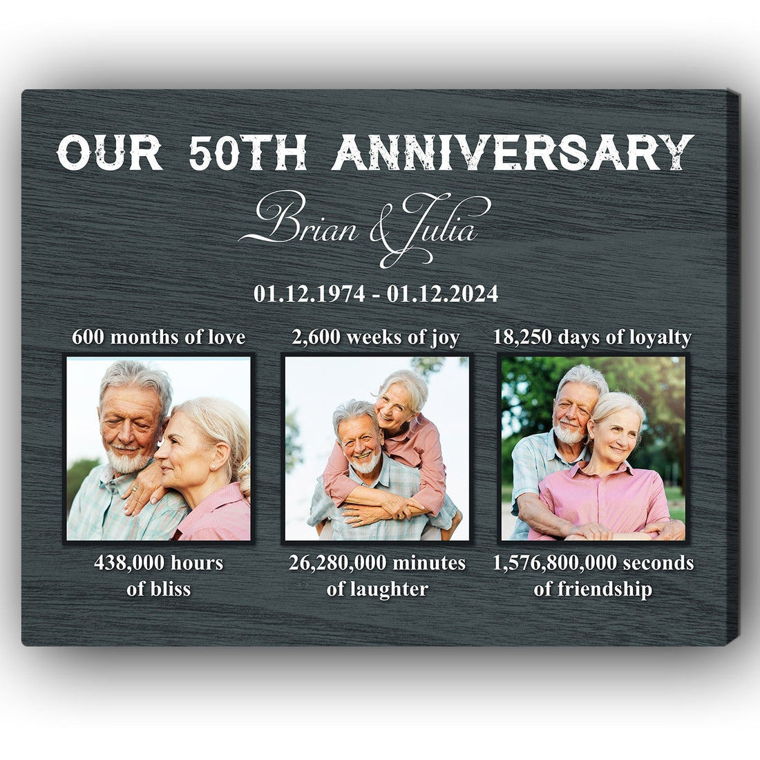 Our 50th Anniversary - Personalized 50 Year Anniversary gift For Husband or Wife - Custom Canvas Print - Elizabeth Fashions