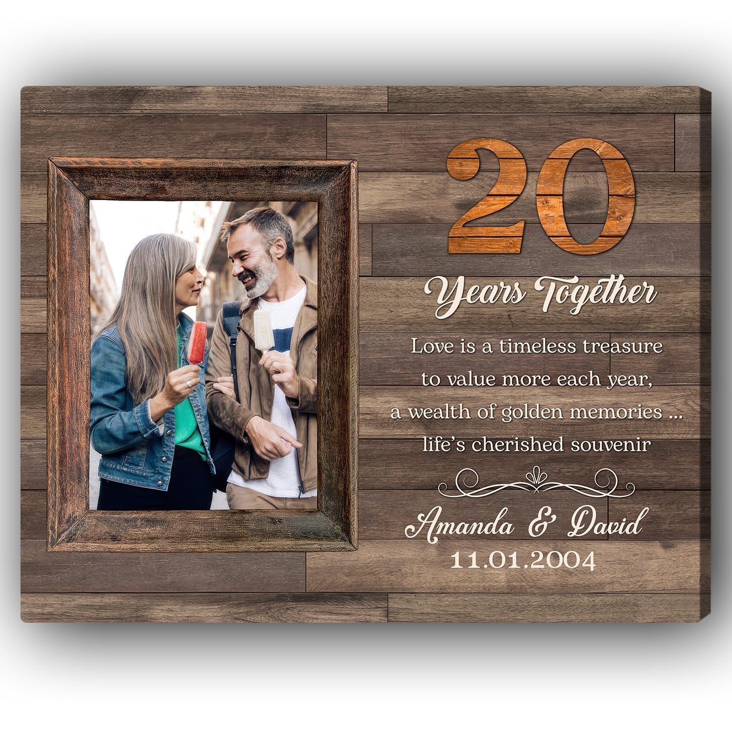 20 Years Together - Personalized 20 Year Anniversary gift For Husband or Wife - Custom Canvas Print - Elizabeth Fashions